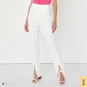 Lulus Strut Season White Tapered Slit High-Waisted Trouser Pants